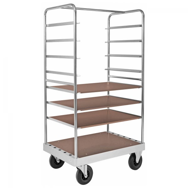 Transportwagen mit vier Ablageflächen und Rädern