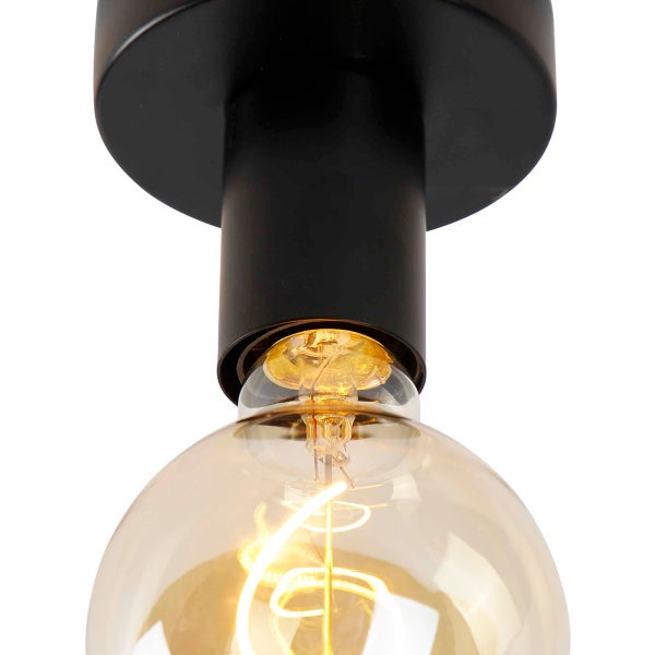 Schwarze Deckenleuchte mit Glühbirne