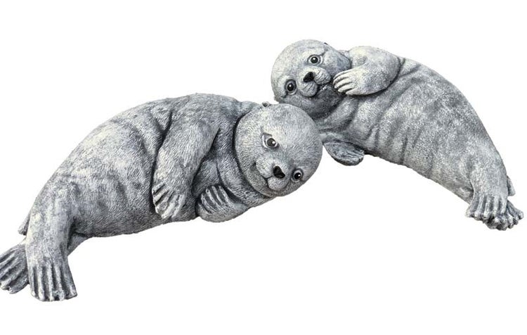 Deko Figur Seehunde aus Steinguss für Garten und Terrasse