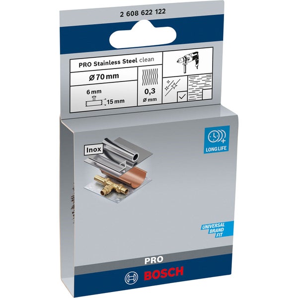 Bosch PRO Stainless Steel clean Scheibenbürste 70 x 0,30 mm gerader Schaft - 2608622122