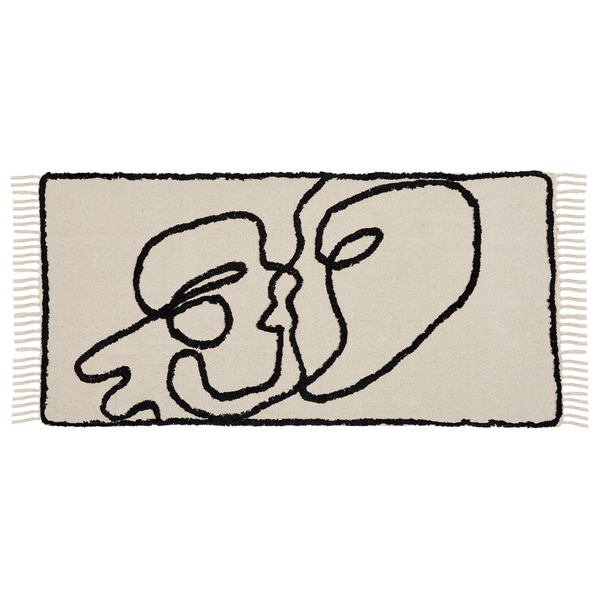 Teppich KONUR Beige 80 x 150 cm Baumwolle