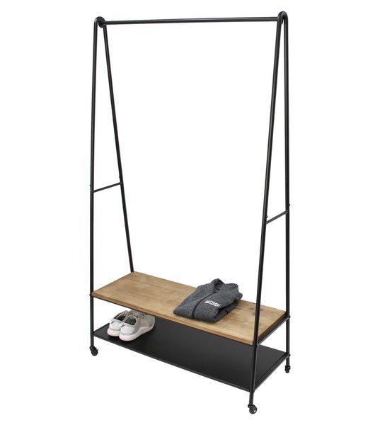 FRANK FLECHTWAREN | Garderobe Mobil, 99 x 39,5 x 173,5 cm, METALL, HOLZ