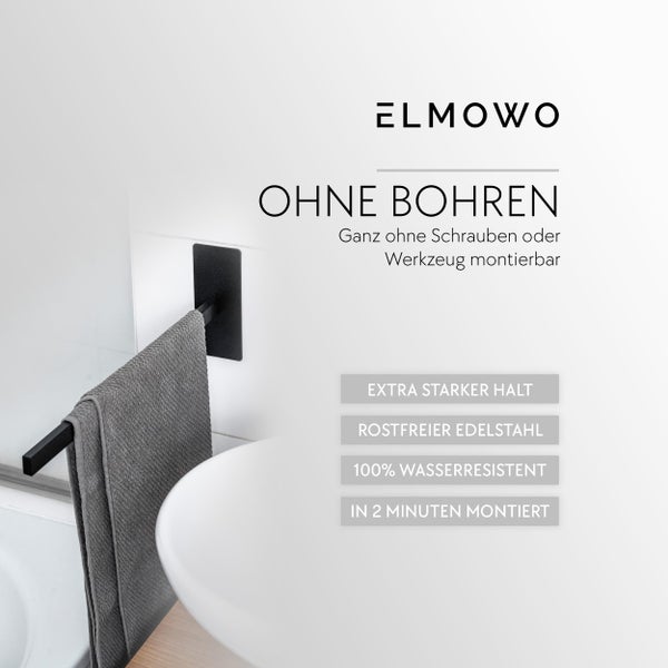 ELMOWO Handtuchhalter zur Montage ohne Bohren aus rostfreiem Edelstahl mit Klebebefestigung für das Badezimmer.