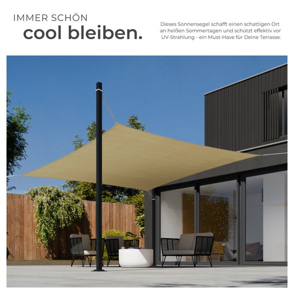 Sonnensegel tectake  inklusive Spannseile rechteckig mit UV-Schutz 50+ beige