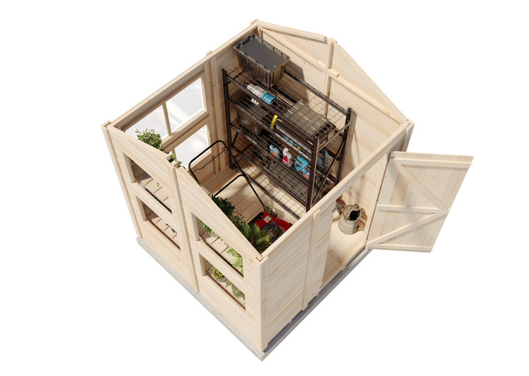 Storehaus Gerätehaus Greta Gerätehaus aus Holz, Geräteschrank mit 12 mm Wandstärke Gartenhaus, Naturbelassen 2,1x2m