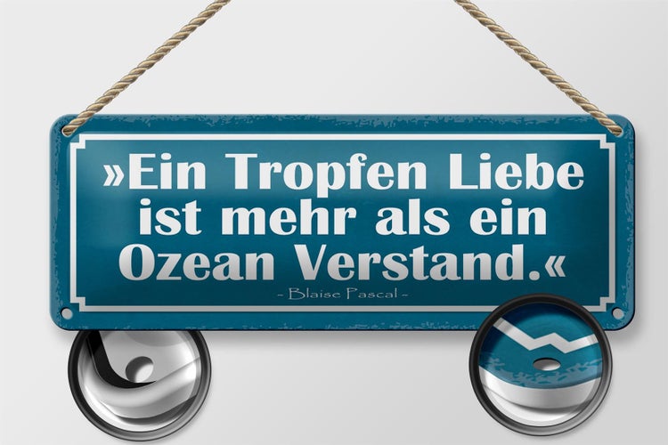 Blechschild Spruch 27x10cm Tropfen Liebe mehr als ein Ozean Dekoration