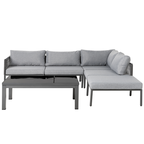 Garten Ecksofa mit Tisch 6-Sitzer FORANO Metall Grau