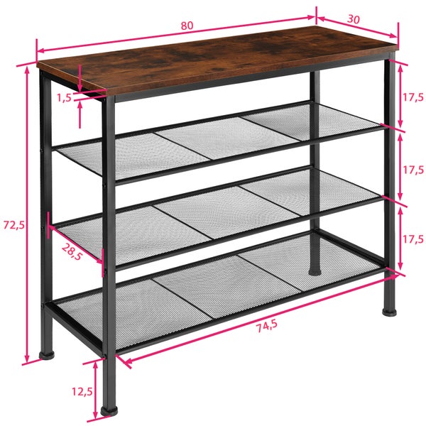 Schuhregal tectake Newport 80,5 x 30,5 x 72,5 cm Industrial Style Industrial Holz dunkel, rustikal