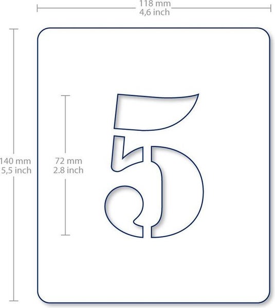 QBIX Zahlenschablonen Set - 11,8 x 14 cm - Industrielle Zahlen & Symbole - Die Zahlen sind 7,2 cm hoch