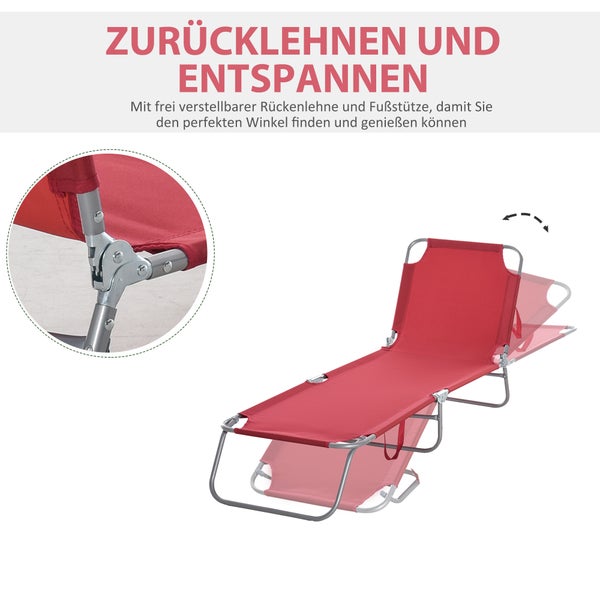 Verstellbare Sonnenliege mit Metallrahmen und Textilbespannung