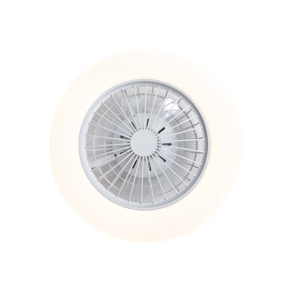 Runder Deckenventilator mit integrierter LED Beleuchtung in moderner Optik für die Innenraumbelüftung