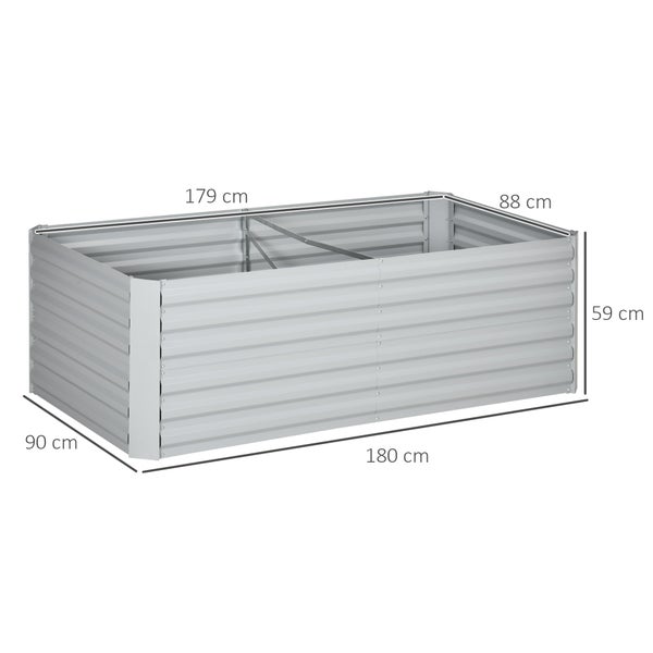 Outsunny Hochbeet aus Stahl, Pflanzbeet Frühbeet Gartenbeet Blumenkasten steckbar, Pflanzkasten Pflanzkübel 180x90x60cm für Garten Balkon Terrasse, Gemüsebeet für Blumen, Pflanzen, Obst