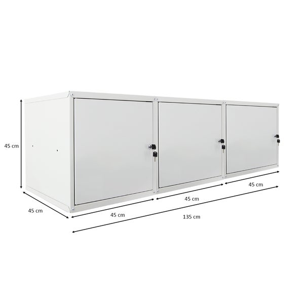 PROREGAL Mega Deal 3x Schließfachwürfel Cubic XL HxBxT 45 x 45 x 45 cm Grau