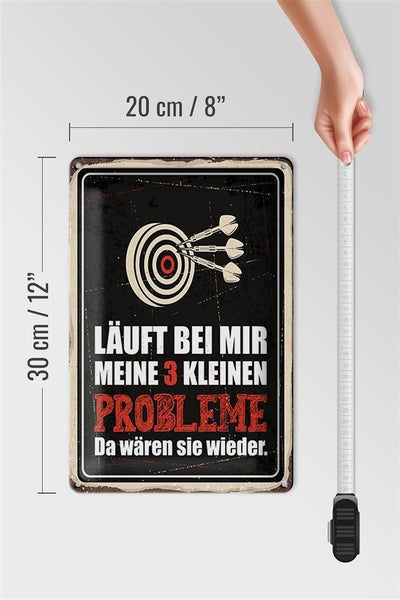 Blechschild Spruch 20x30cm Dart Meine 3 kleinen Probleme Da wären sie