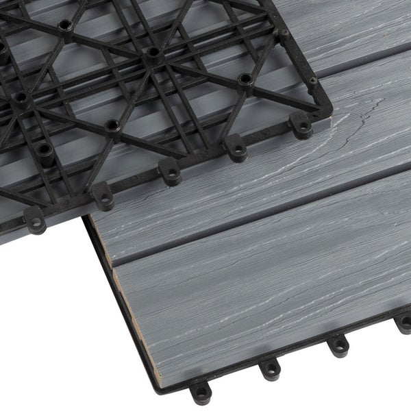 FLOORDIREKT WPC Klickfliesen Classic - für Balkon und Terrasse 30 x 30 cm - Grau 11er-Set 1 m²