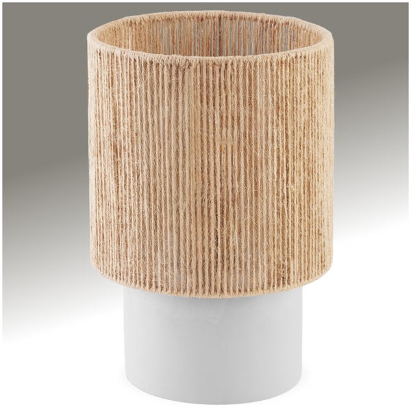 tectake Klea Tischleuchte Klea aus Jute im Boho-Stil, 60W Zementfuß mit Schaumstoffschoner, 20,5 x 30,5 cm natur