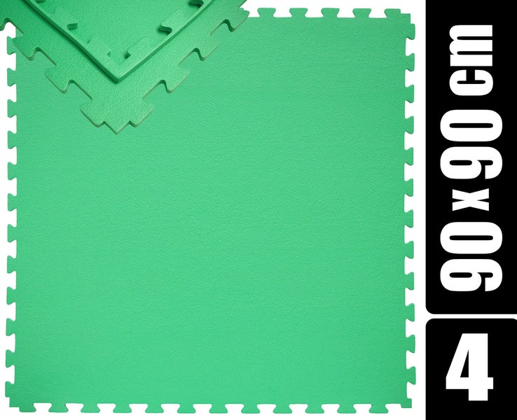 180x180 XL Trainingsmatte mit Rand - 4er Set 90x90 Bodenmatte Grün