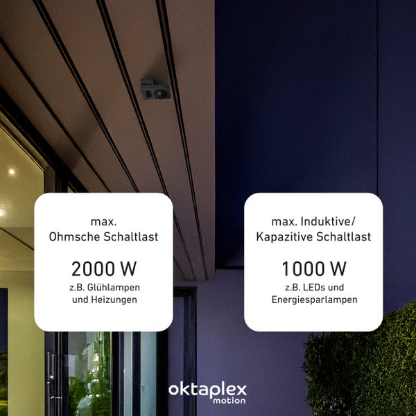 Oktaplex Tea Bewegungsmelder 360 Grad anthrazit IP65 schwenkbar für Wand / Decke