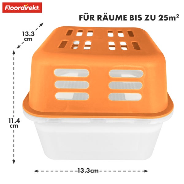 FLOORDIREKT Luftentfeuchter im 4er Set - Nachfüllbare & wiederverwendbare Raumentfeuchter - Kuki - Orange
