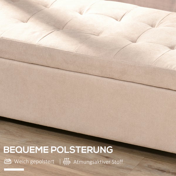 HOMCOM Sitzbank mit Stauraum, Deckel, für Wohnzimmer, Schlafzimmer,  125 x 49 x 41,5 cm, Leinenoptik, Beige