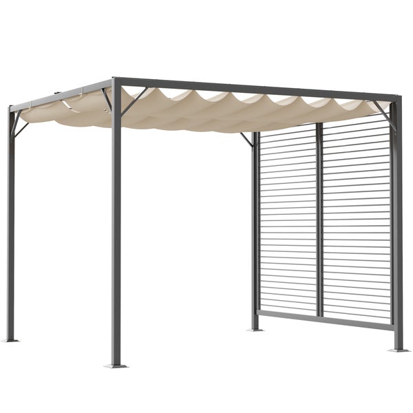 Outsunny Pavillon mit einstellbarem Stoffdach, Überdachung, 300 x 280 x 238 cm, Polyester, Beige