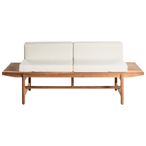 Gartenbank mit Auflage GIAVENO 210 cm Akazienholz Cremeweiß