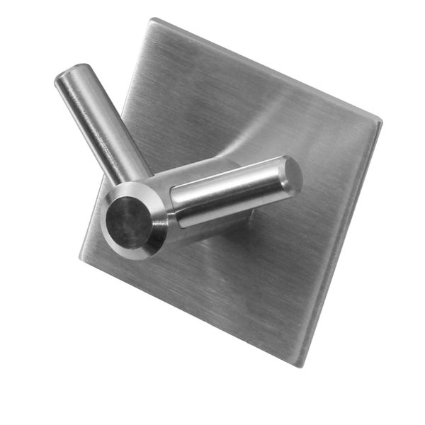 Doppelwandhaken aus gebürstetem Edelstahl mit quadratischer Grundplatte.