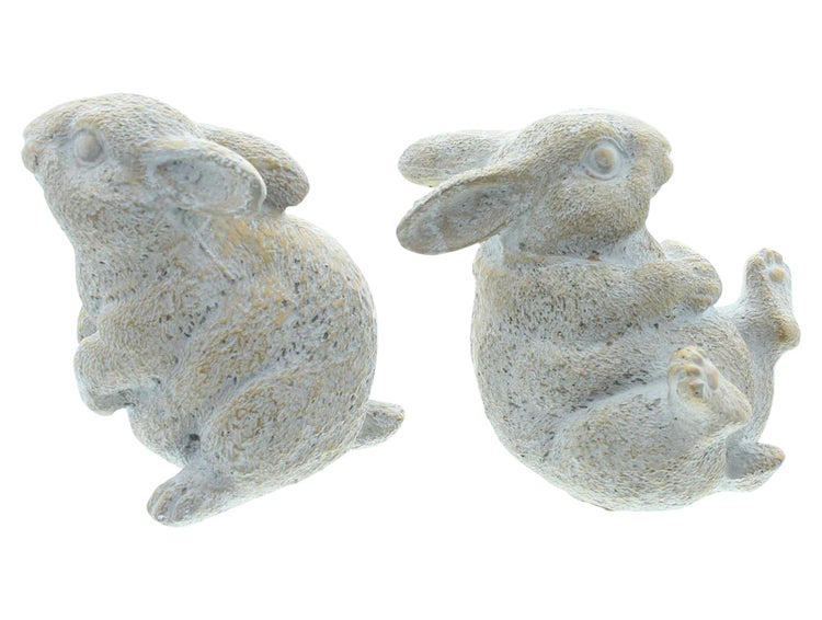 FRANK FLECHTWAREN | Hase Stone, 2er Set, ZEMENT, 11,5 x 7,5 x 10 cm