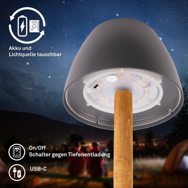 LED Tischlampe Akku LED Tischleuchte Kabellos Dimmbar Touch IP44 Warmweiß