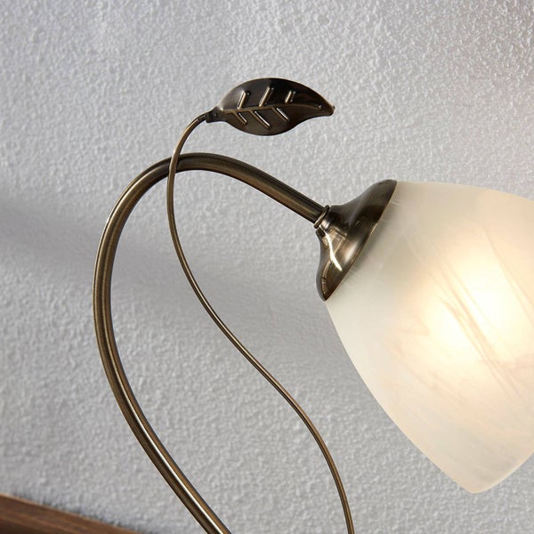 Tischleuchte mit Blattdesign und Glasschirm