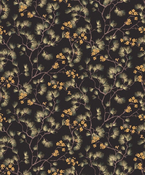 Masureel Tapete Blumen Schwarz - 53 cm x 10.05 m - 630647