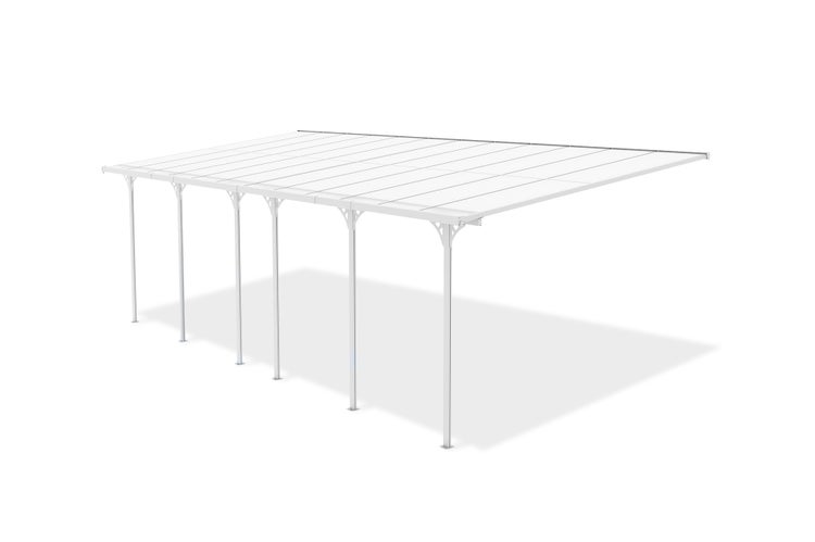 Angebaute Pergola/Carport 24m² KLEO 800L300 Aluminium Weiß
