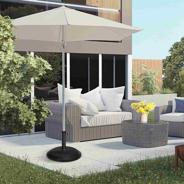 Outsunny Sonnenschirmständer aus Edelstahl Schirmständer mit Griffe, halbrund Schirmhalter, Schirmgewichtfür Sonnenschirm Ø3,8-Ø4,8 cm, für Balkon, Terasse, Garten, Bronze, Schwarz