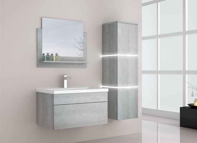 Home Deluxe - Badmöbel-Set - WANGEROOGE Grau - Large - inkl. Waschbecken und komplettem Zubehör - Breite Waschbecken: 60 cm | Badezimmermöbel Waschtisch Badmöbelset