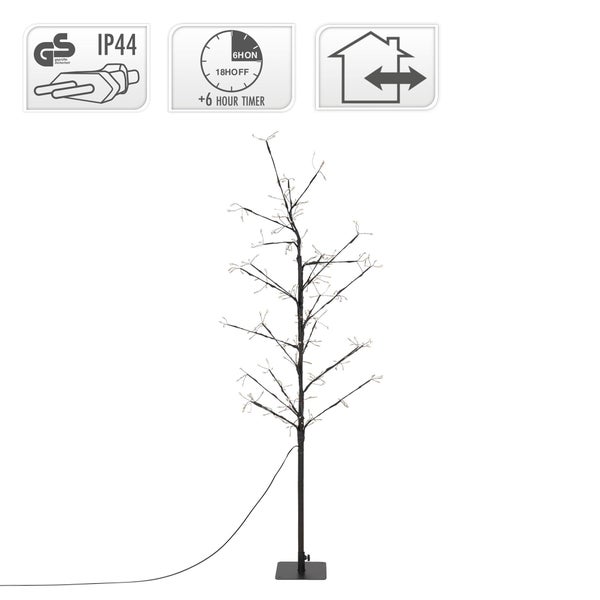ECD Germany LED-Baum 120 cm mit 240 warmweißen LEDs, Lichterbaum mit Timer, Leuchtbaum Innen & Außen IP44, Beleuchteter Dekobaum, Baum mit Beleuchtung für Weihnachten, Flexibel Zweige, Weihnachtsdeko