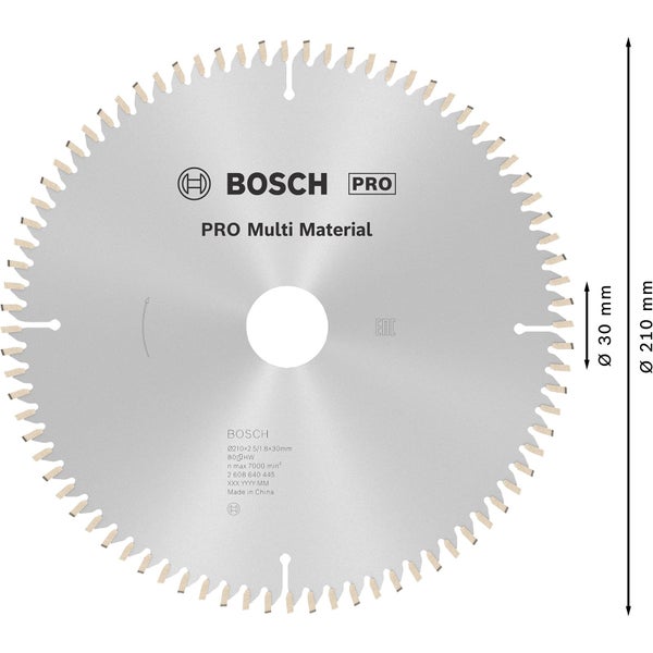 Bosch Pro Multi Material Kreissägeblatt, 210 Millimeter Durchmesser