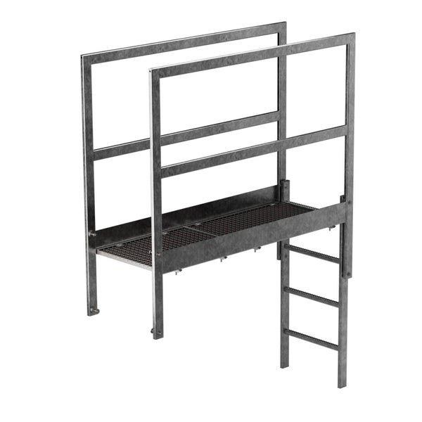 Metalltreppe mit Plattform und Geländer