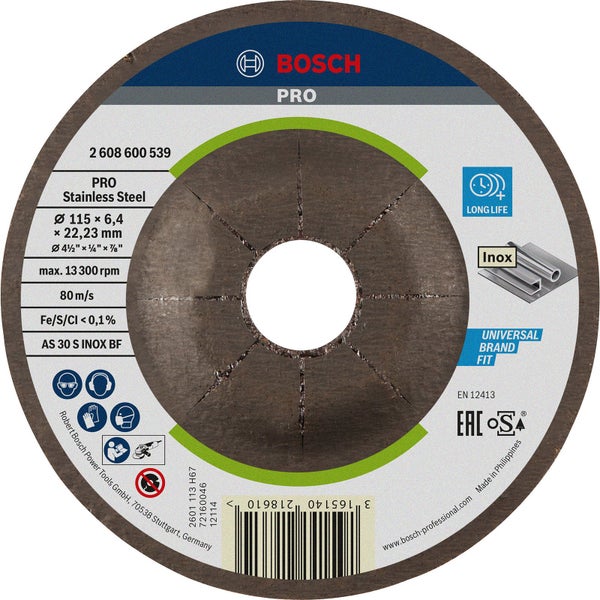Bosch PRO Stainless Steel Schleifscheibe 115 x 6 x 22,23 mm - 2608600539