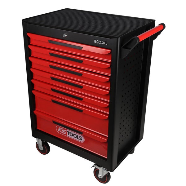 KS TOOLS Ecoline schwarz/rot Werkstattwagen mit 7 Schubladen - 897.0007