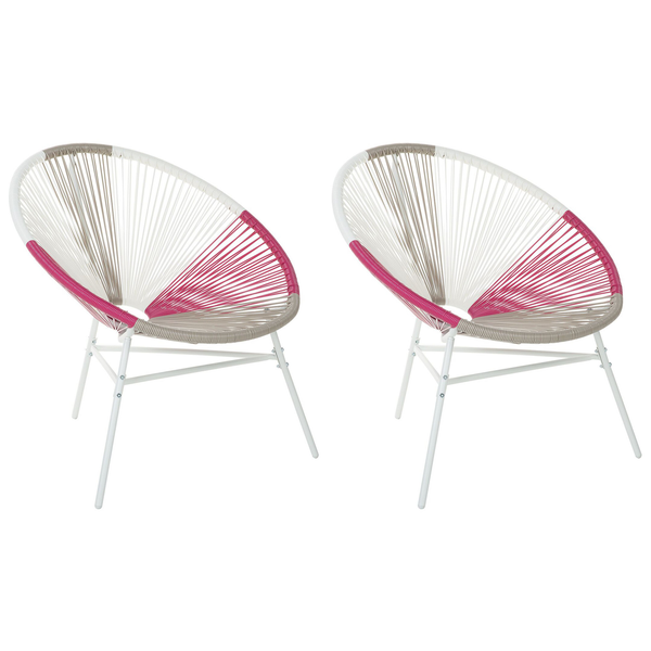 Gartenstuhl 2er Set ACAPULCO Polyrattan Fuchsia