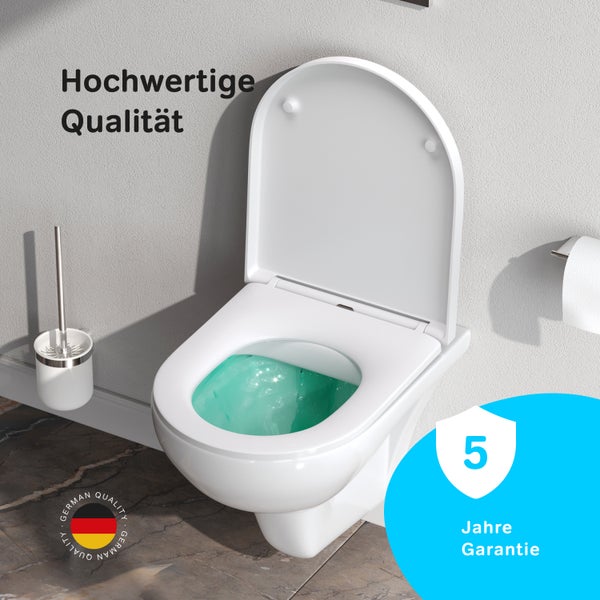 AM.PM Wand-WC Set Tiefspüler offener Spülrand weiß glänzend mit WC-Sitz , Vorwandelement und Betätigungsplatte chrom IIS90151.TA1700