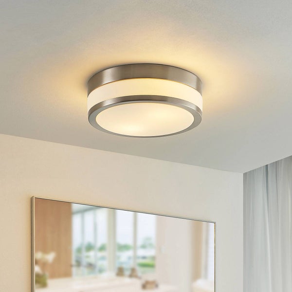 Lindby Glas Deckenlampe Badezimmerlampe Ø 28 cm, Schutzart IP44 Badlampe 2x E27 max. 15W ohne Leuchtmittel Deckenleuchte Bad Küche Flur Badleuchte