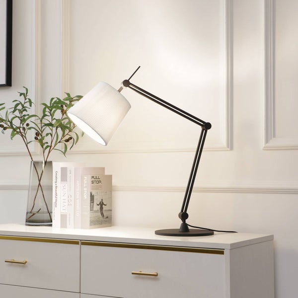Lucande Tischlampe Caelia (Modern) in Schwarz aus Metall (1 flammig, E27) - Tischleuchte Schreibtischlampe Nachttischlampe Wohnzimmerleuchte