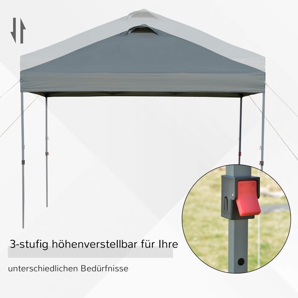 Outsunny Pavillon ca. 3x3m, wasserdicht Stabil Winterfest Pop-up Faltpavillon, UV Schutz, Faltbar Partyzelt, Gartenzelt mit Tasche, Gartenpavillon für Camping Garten, Dunkelgrau