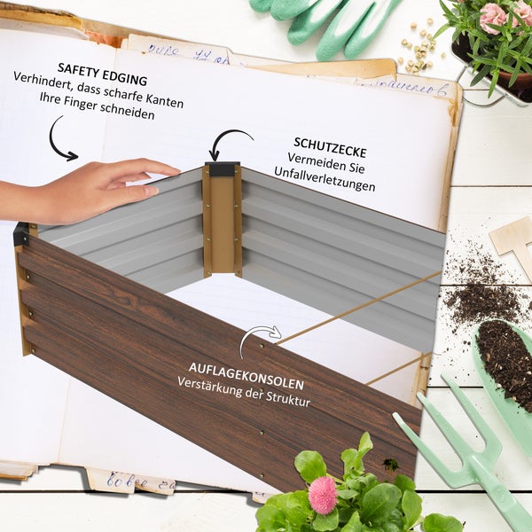 Hochbeet mit den Maßen 30 cm Höhe, 60 cm Breite und 240 cm Länge