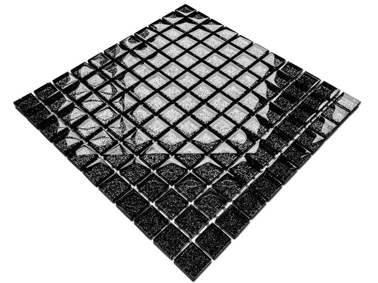 Glasmosaik auf Netz für Bad und Küche 30cm x 30cm  - Black Galaxy