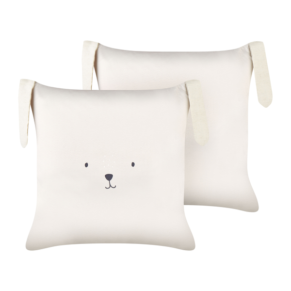 Kinder Dekokissen Hasenmotiv Baumwolle hellbeige 45 x 45 cm 2er Set CONEY
