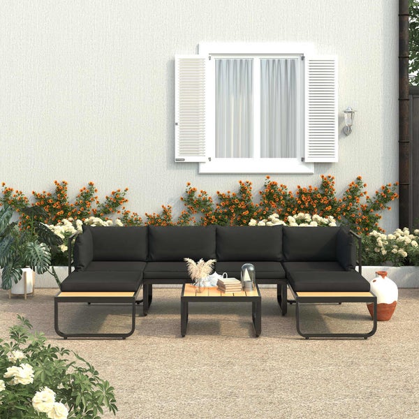 4-tlg. Garten-Ecksofa-Set mit Auflagen Aluminium und WPC