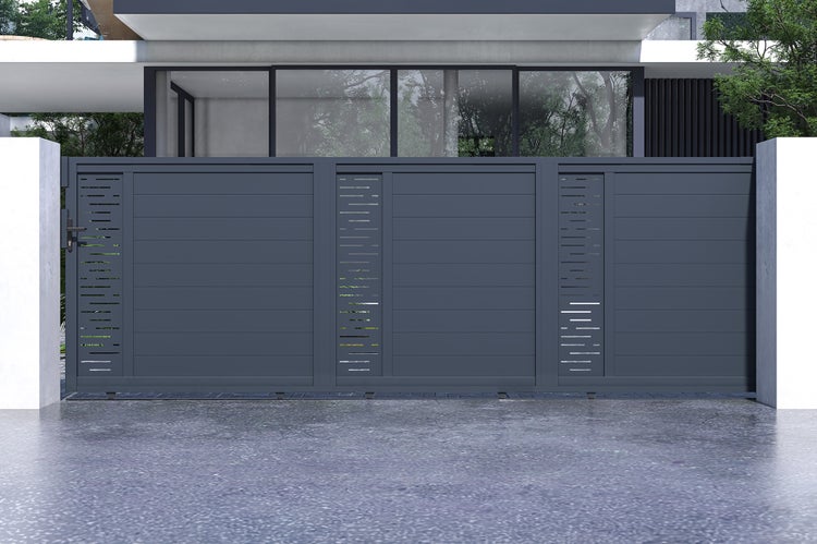 Schiebetor 5m ARLBERG H.160 graues Aluminium