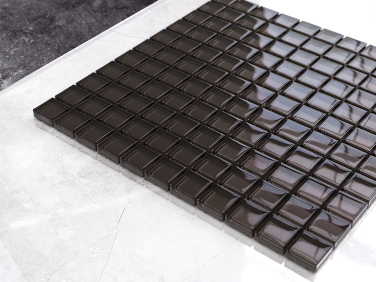 Glasmosaik auf Netz für Bad und Küche 30cm x 30cm  - Dark chocolate